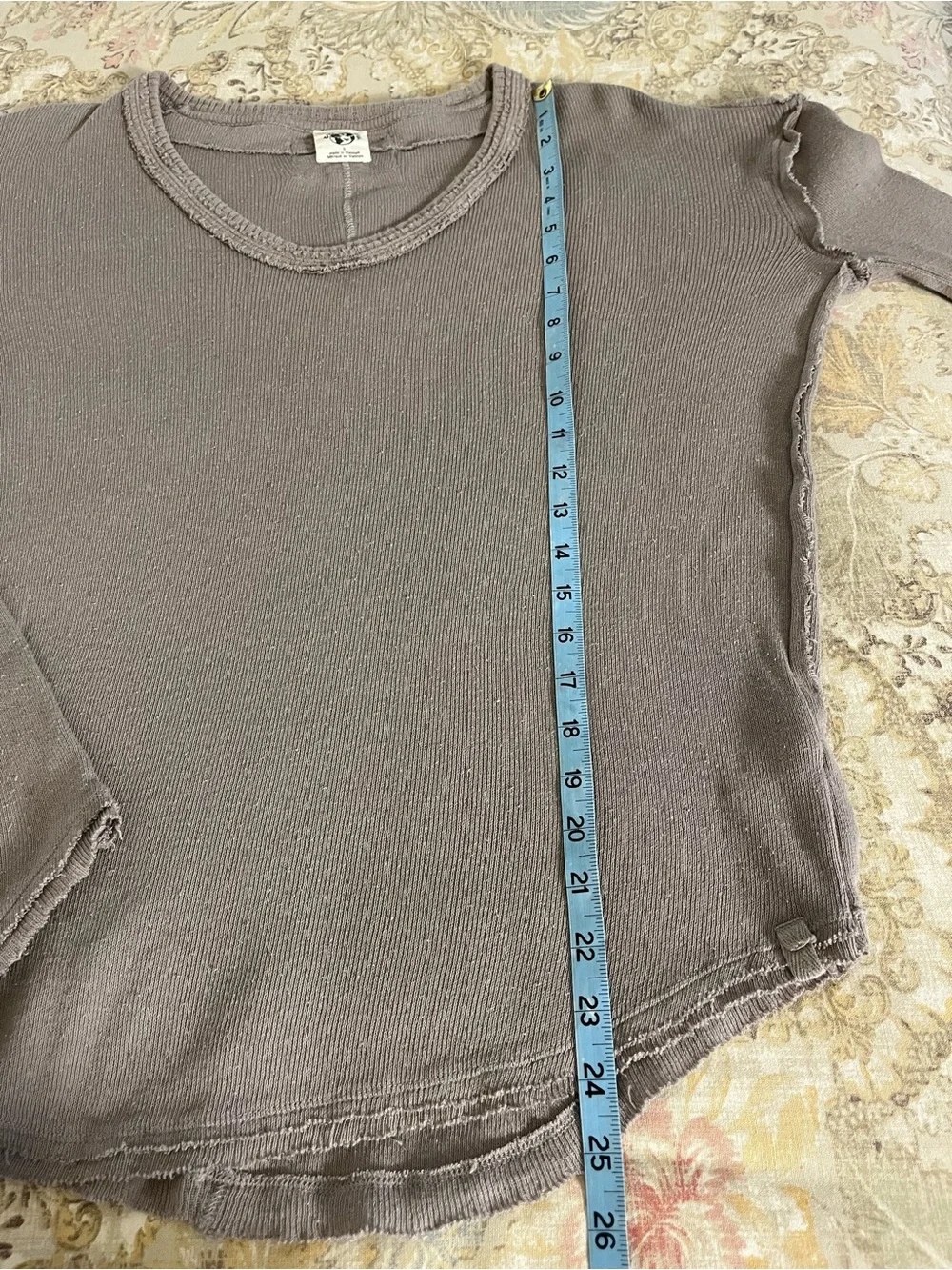 Free People We The Free Colby Long Sleeve Taupe Super Soft Cotton Top